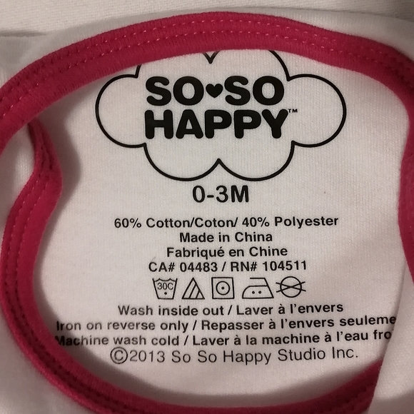 🔥SALE🔥 So So Happy "I'm SoSo Lucky" Long Sleeved Girls Onesie NWT Size 0-3M - Picture 3 of 4
